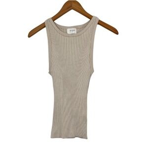 Dissh Ribbed Knit Sleeveless Tank Dress Top Neutral Beige Minimalist Stretch M